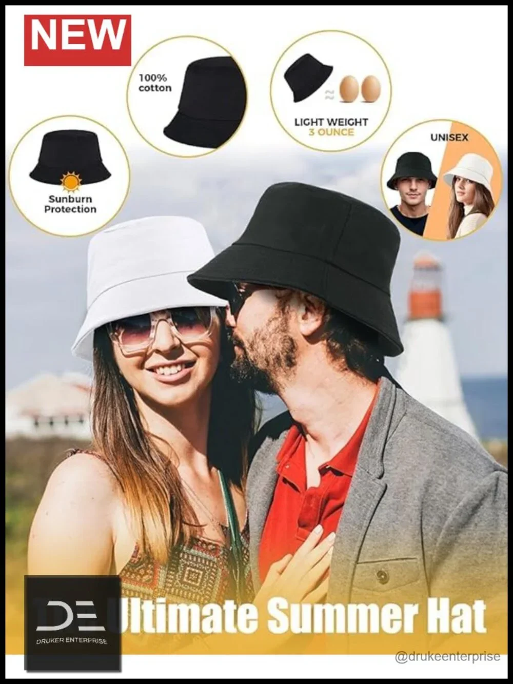 Cotton Bucket Hat Unisex Summer Sun Hat Packable Fisherman Cap Casual